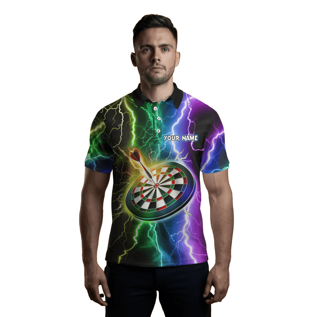 Herren Darts Polo Shirt in Bunter Blitz Design L1439 - Outfitsuche