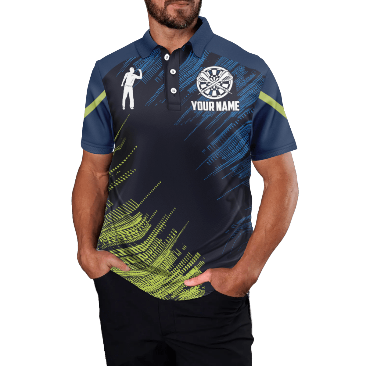 Herren Darts Polo Shirt in Grün und Blau, Sport Style N335 - Outfitsuche