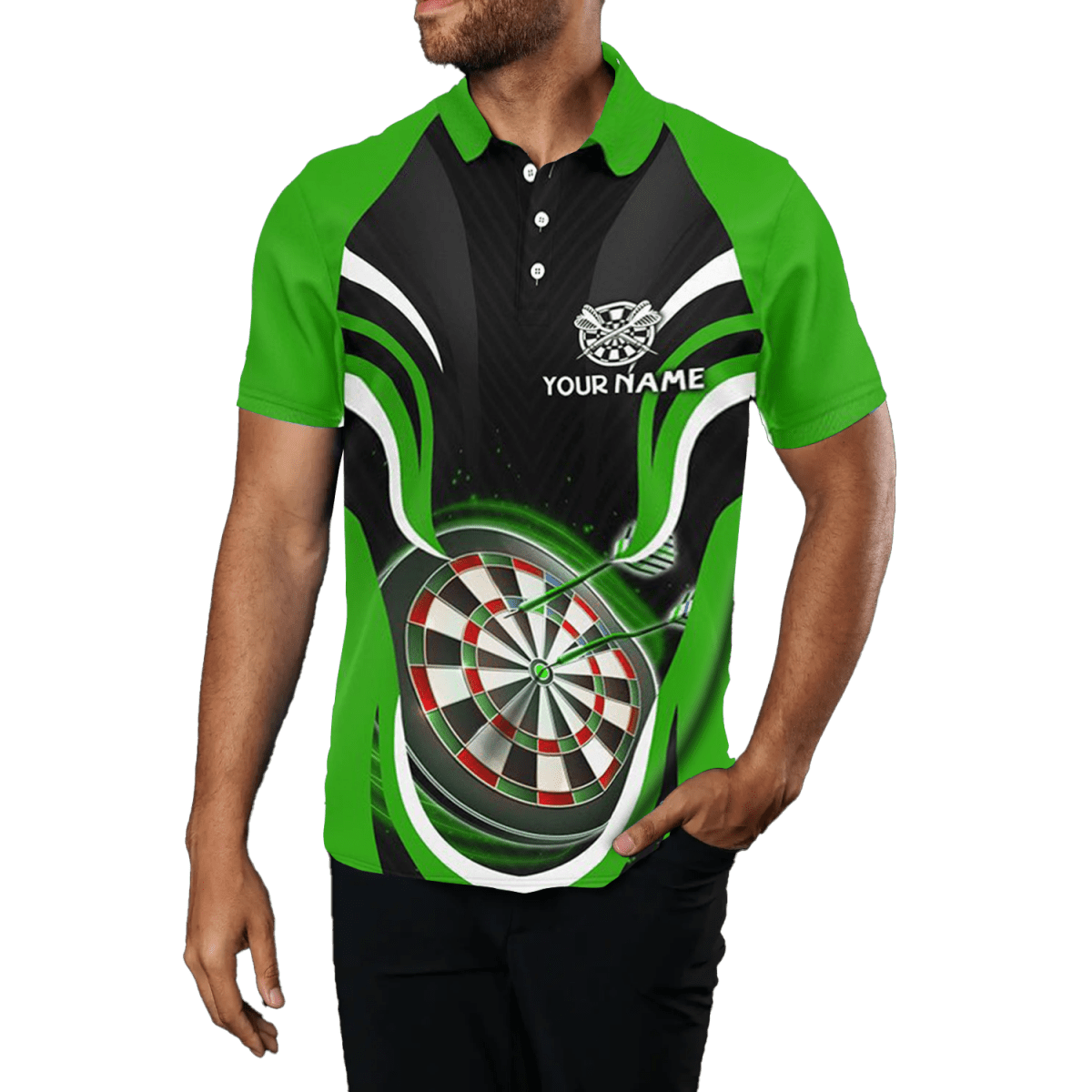 Herren Darts Polo Shirt in Schwarz - Grün L1393 - Outfitsuche