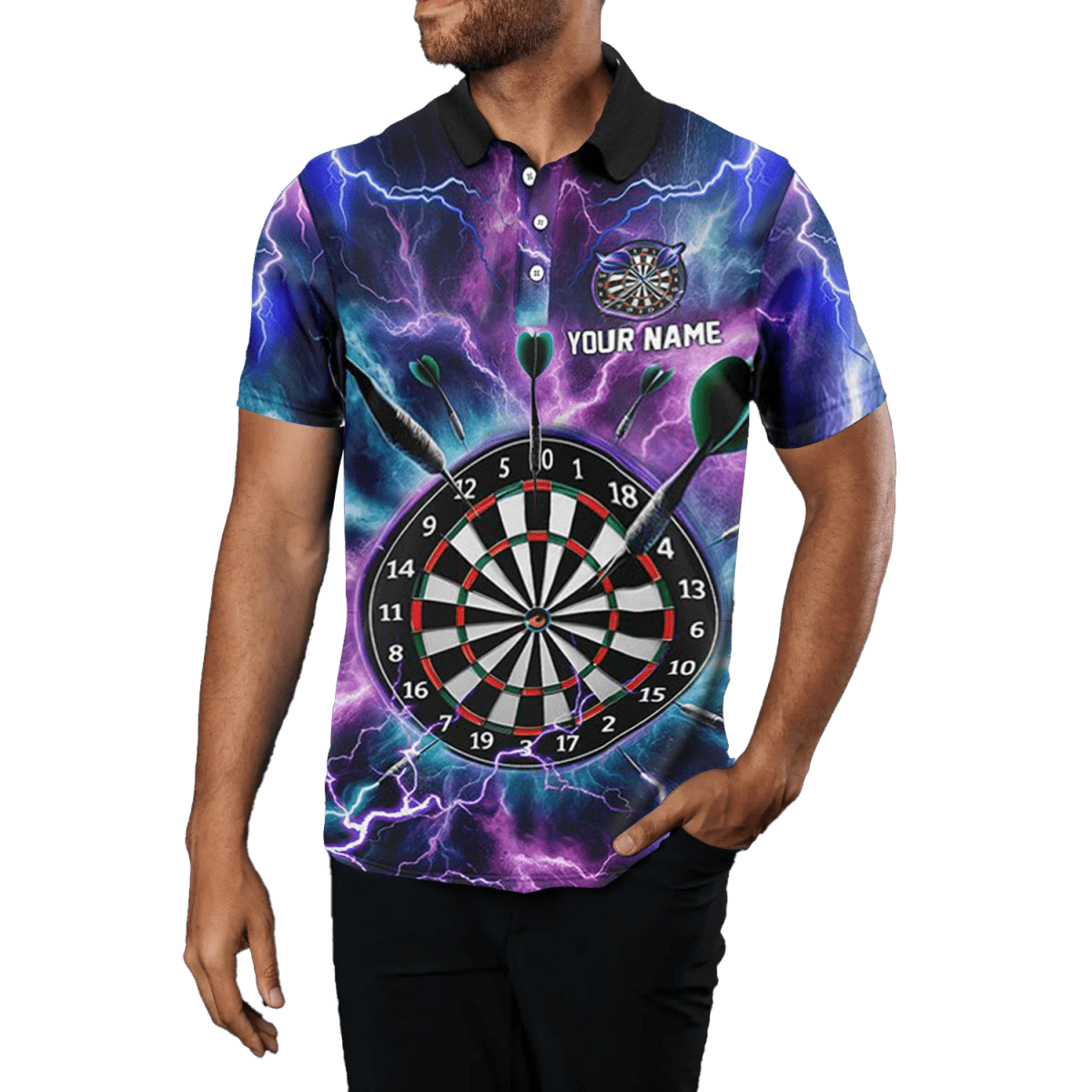 Herren Darts Polo Shirt - Lila Blitz | Dart Trikot L1443 - Outfitsuche