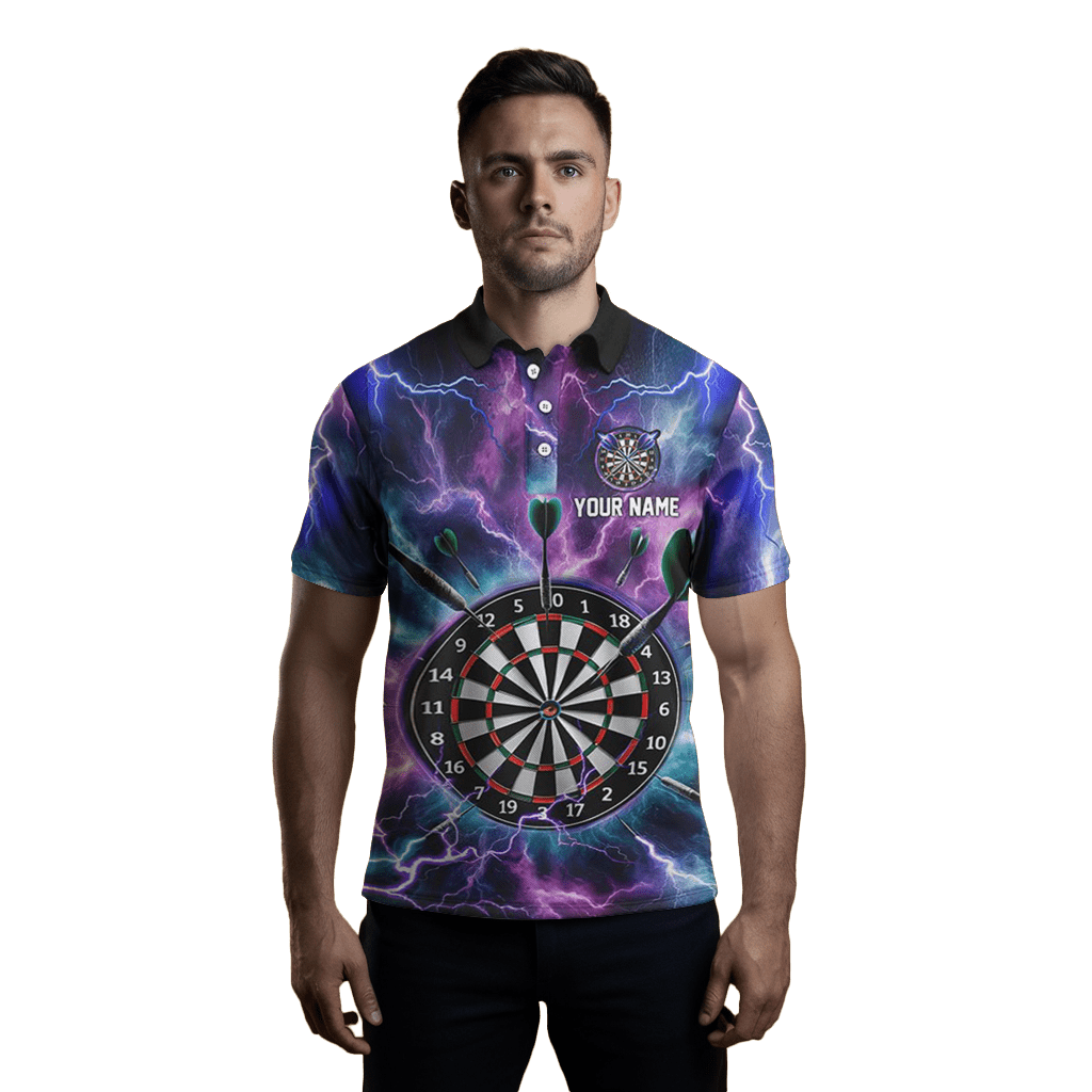 Herren Darts Polo Shirt - Lila Blitz | Dart Trikot L1443 - Outfitsuche