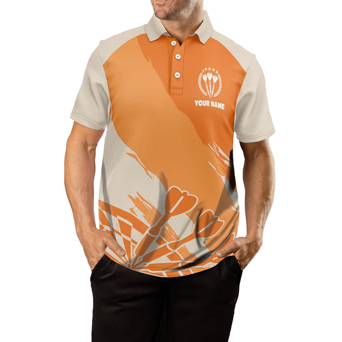 Herren Darts Polo Shirt, orange, cooles Darts Trikot y6174 - Outfitsuche