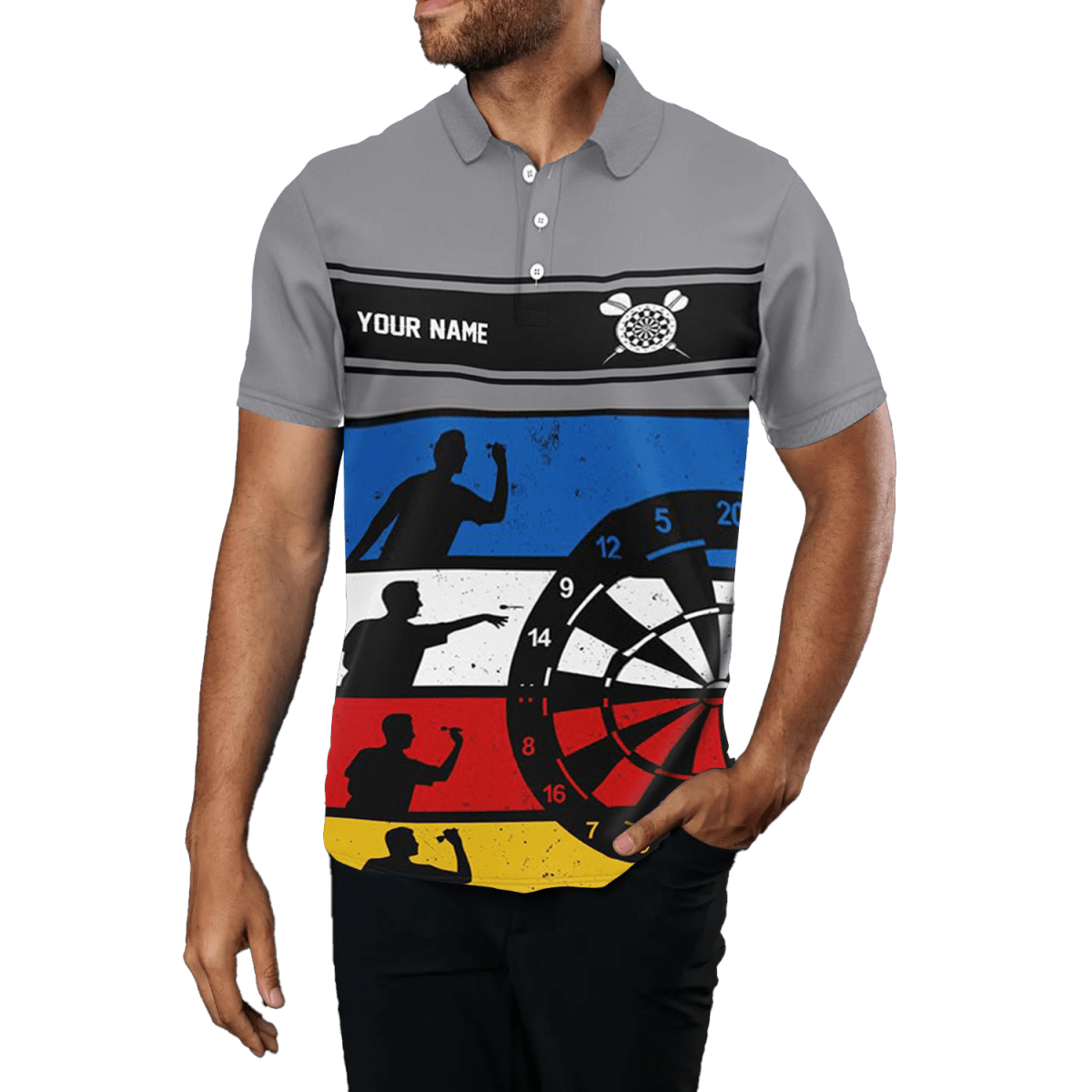 Herren Darts Polo Shirt | Retro Bunt | Dart Trikot L1341 - Outfitsuche