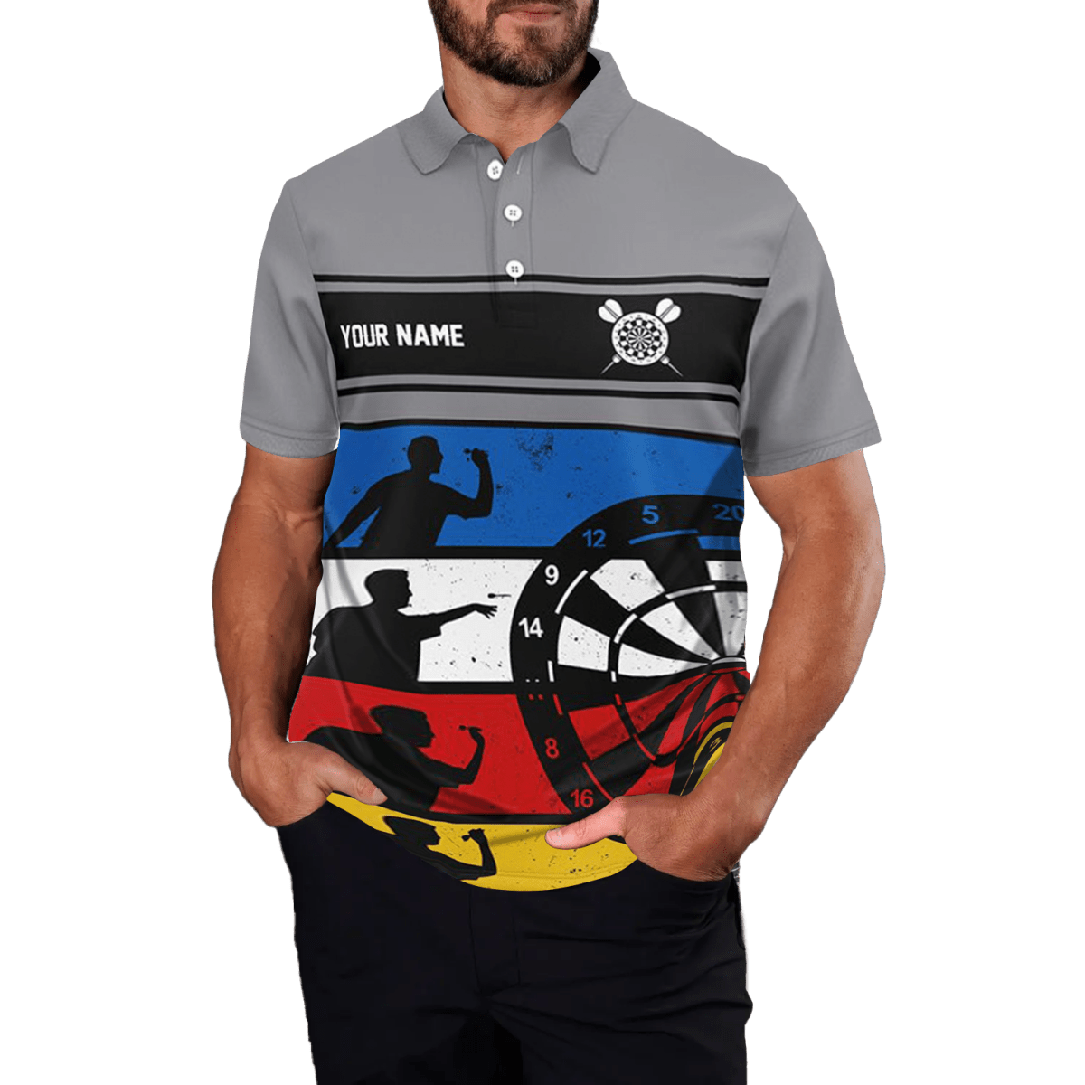 Herren Darts Polo Shirt | Retro Bunt | Dart Trikot L1341 - Outfitsuche