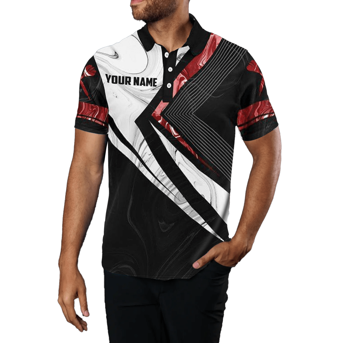 Herren Darts Polo Shirt Rot/Weiß - Team Trikot G258 - Outfitsuche