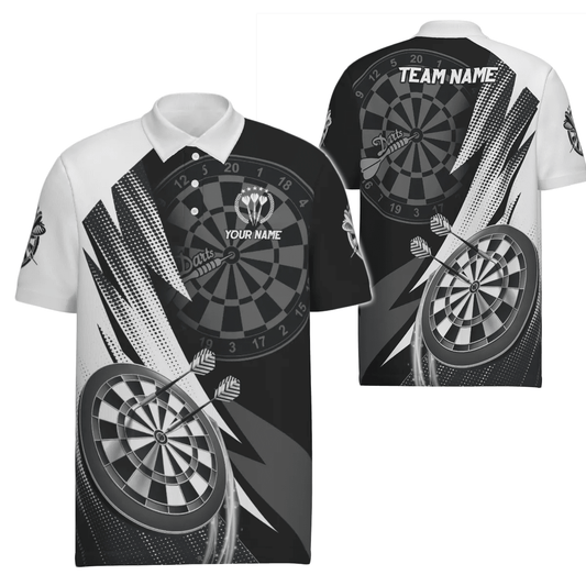 Herren Darts Polo Shirt, schwarz-weiß, Team Trikot O5645 - Outfitsuche