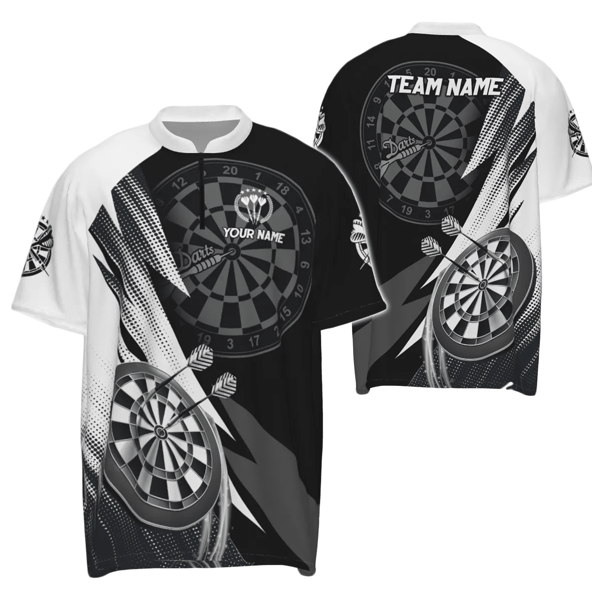 Herren Darts Polo Shirt, schwarz-weiß, Team Trikot O5645 - Outfitsuche