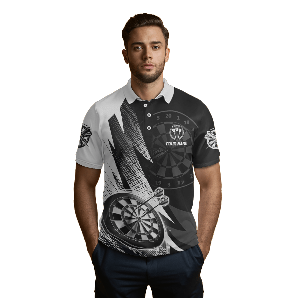 Herren Darts Polo Shirt, schwarz - weiß, Team Trikot O5645 - Outfitsuche