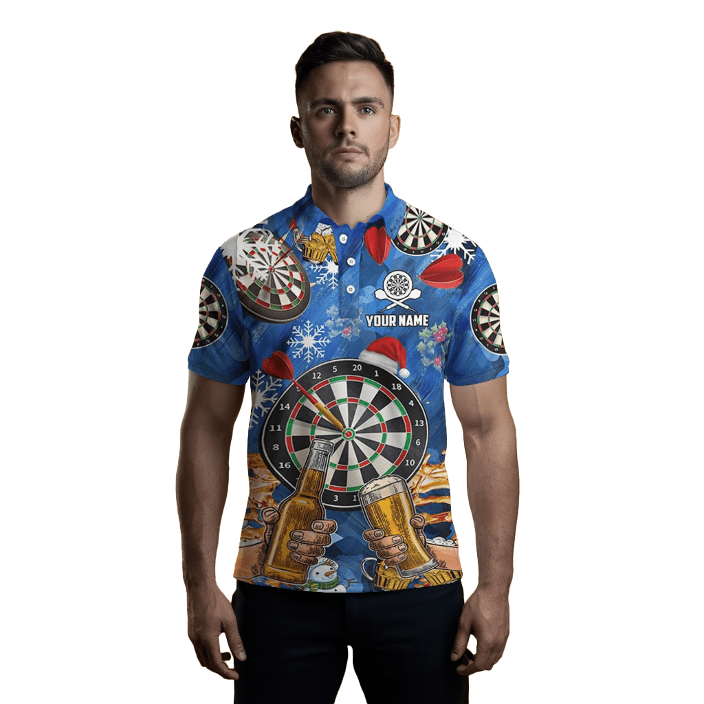 Herren Darts Polo Shirt - Weihnachts - Darttrikot - Darts und Bier - Schwarz A617 - Outfitsuche