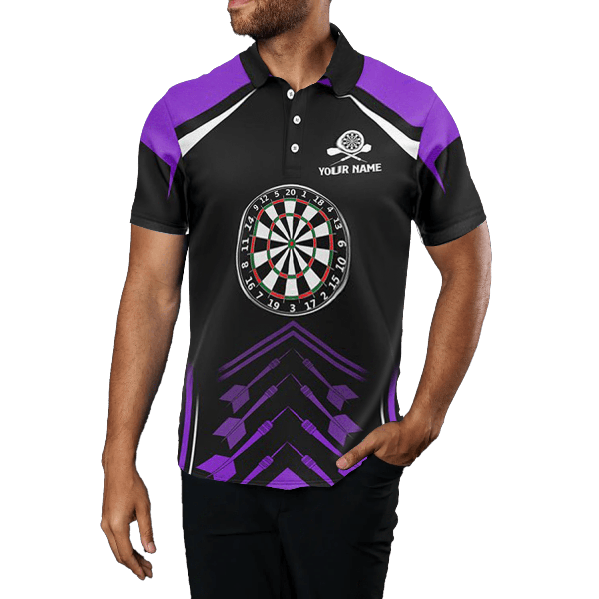 Herren - Darts - Poloshirt in Schwarz | Dart - Trikot | L1467 - Outfitsuche