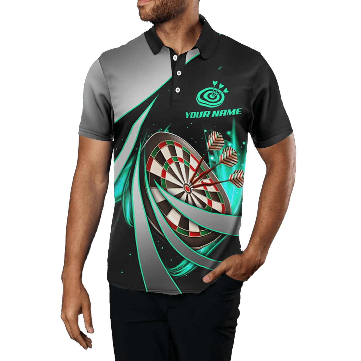 Herren - Darts - Poloshirt in Schwarz | Sportliches Dartshirt | Männer Dart Trikot L1355 - Outfitsuche