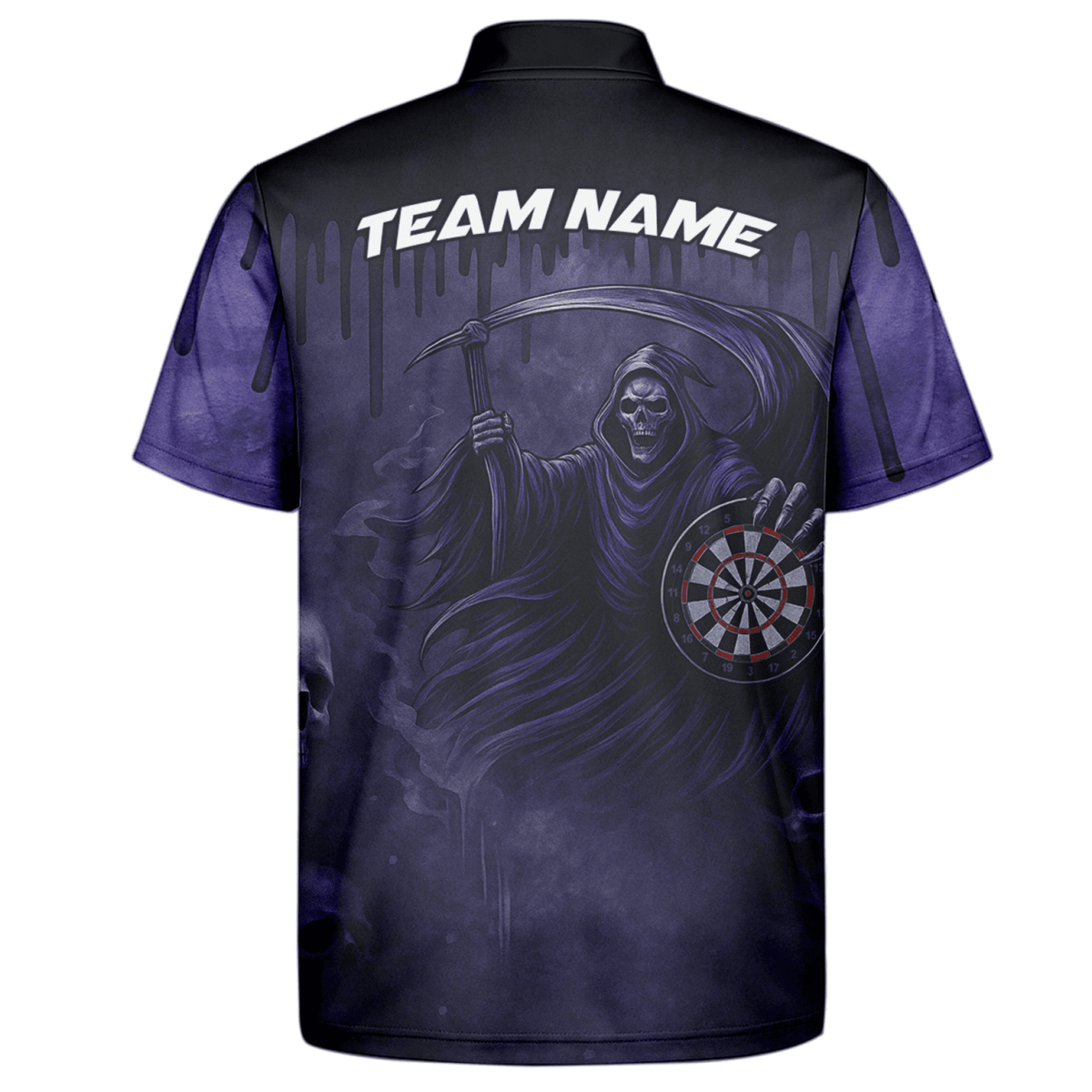 Herren Darts Poloshirt Personalisiert – Grunge Totenkopf Schwarz Rot A5652 - Outfitsuche
