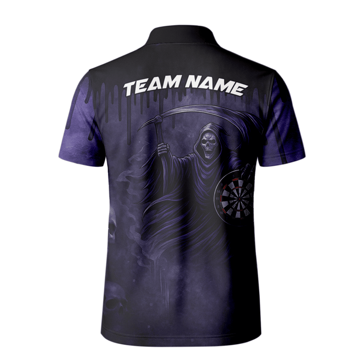 Herren Darts Poloshirt Personalisiert – Grunge Totenkopf Schwarz Rot A5652 - Outfitsuche