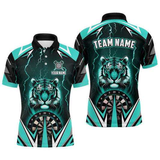 Herren Darts - Shirt "Tiger" mit Gewitter - Design in Türkis T2478 - Outfitsuche