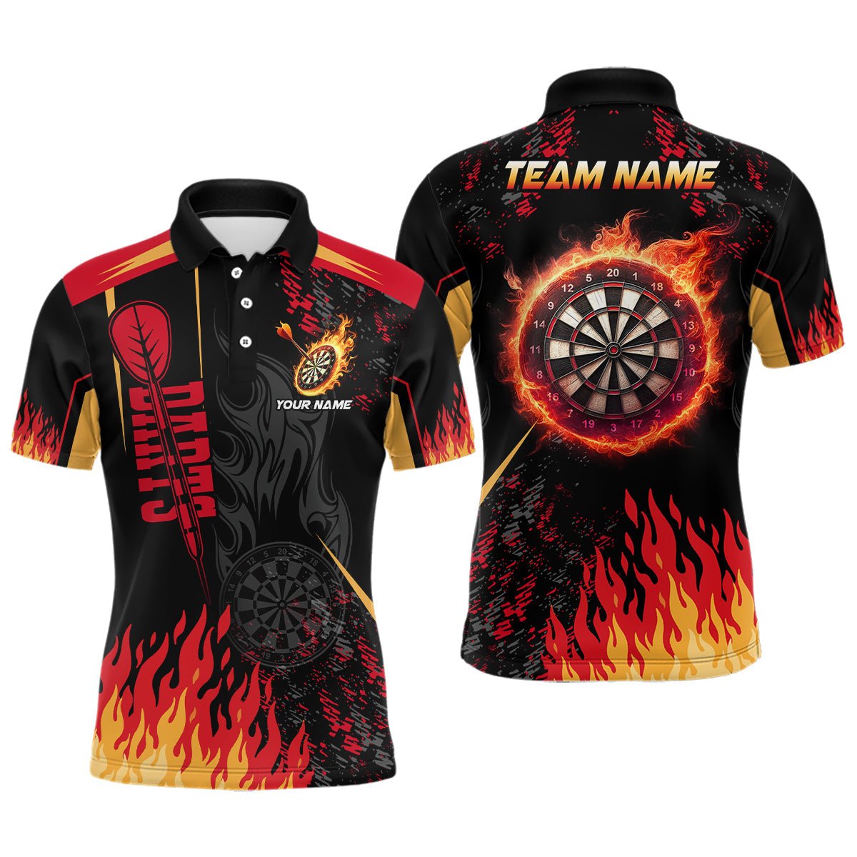 Herren Dartscheibe Feuer Flamme 3D - gedrucktes Poloshirt T1437 - Outfitsuche