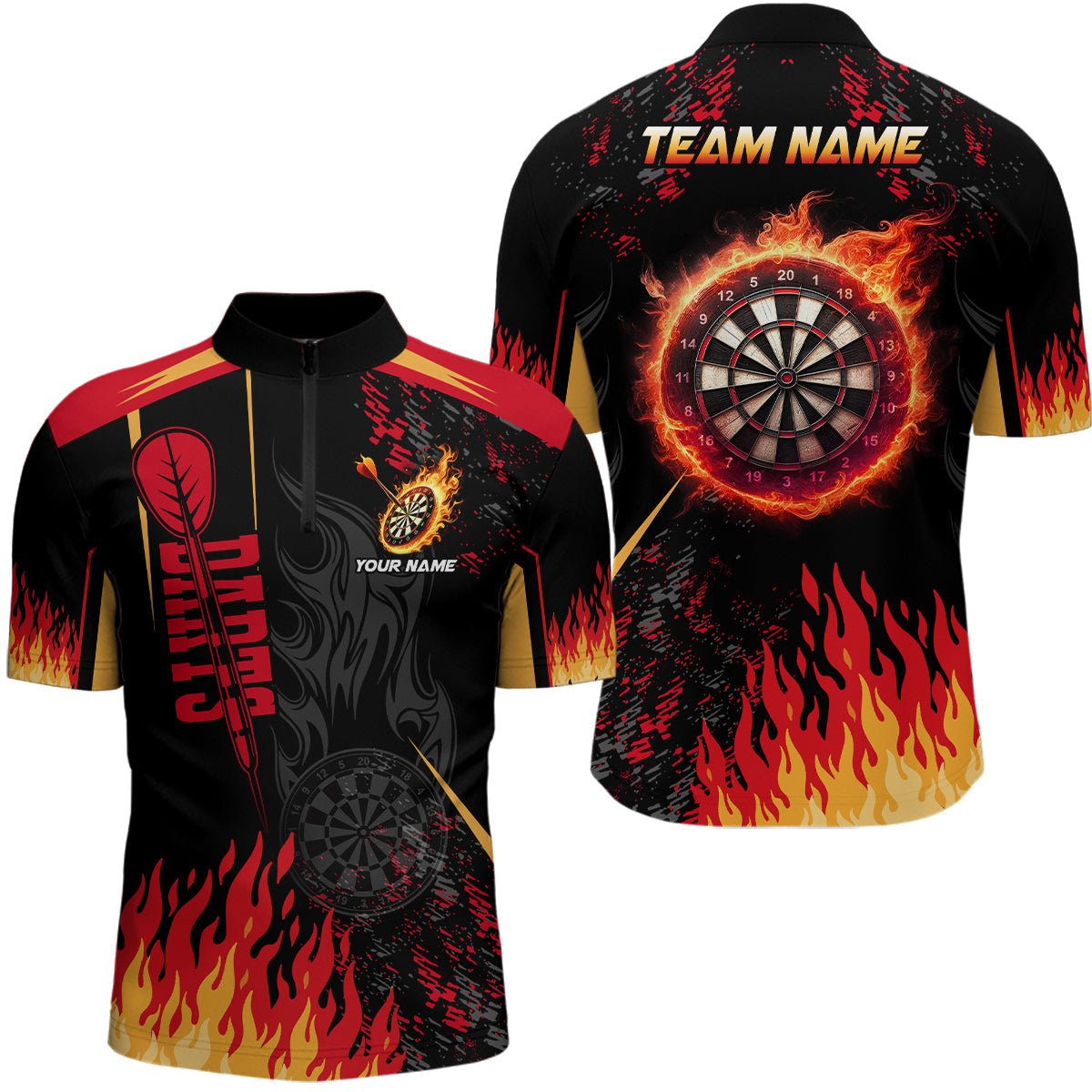 Herren Dartscheibe Feuer Flamme 3D - gedrucktes Poloshirt T1437 - Outfitsuche