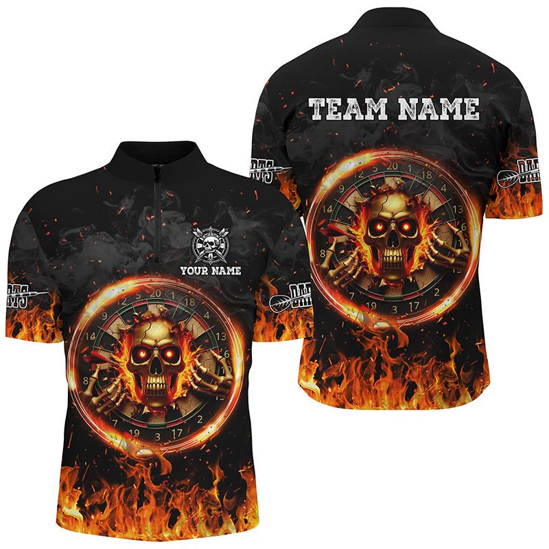 Herren Dartshirt mit 3D - Print Skull und Flammenmotiv T2279 - Outfitsuche