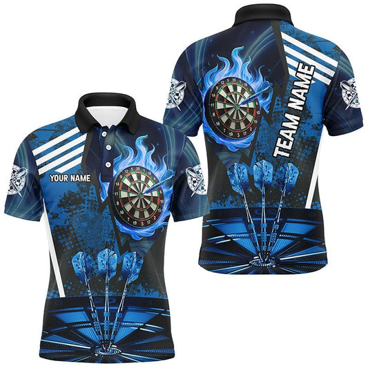 Herren Dartshirt mit blauem Feuerflammen - Design - Individuelles Ziel T2700 - Outfitsuche