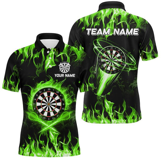 Herren Dartshirt mit grünem Feuerflammen - Motiv - Individuelles Lightning Darts League Trikot T2663 - Outfitsuche