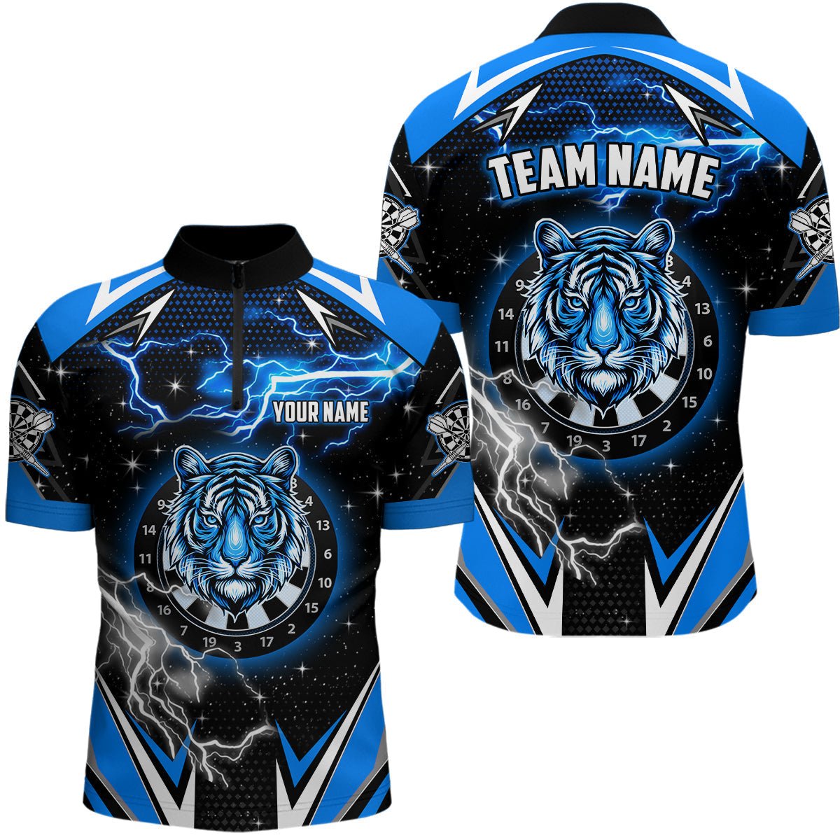 Herren Dartshirt mit Tiger - Motiv in Blau T2213 - Outfitsuche