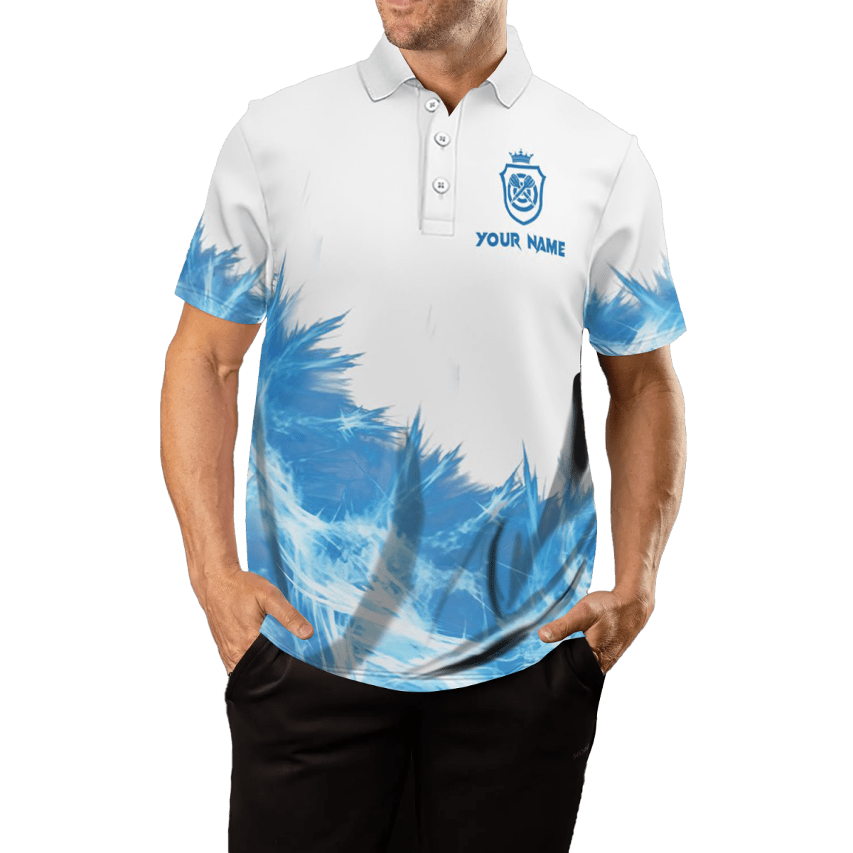 Herren - Dartspoloshirt in eisblauem Weiß | Dartteam - Trikot L1377 - Outfitsuche