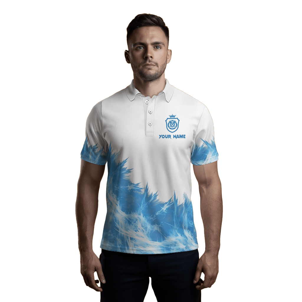 Herren - Dartspoloshirt in eisblauem Weiß | Dartteam - Trikot L1377 - Outfitsuche