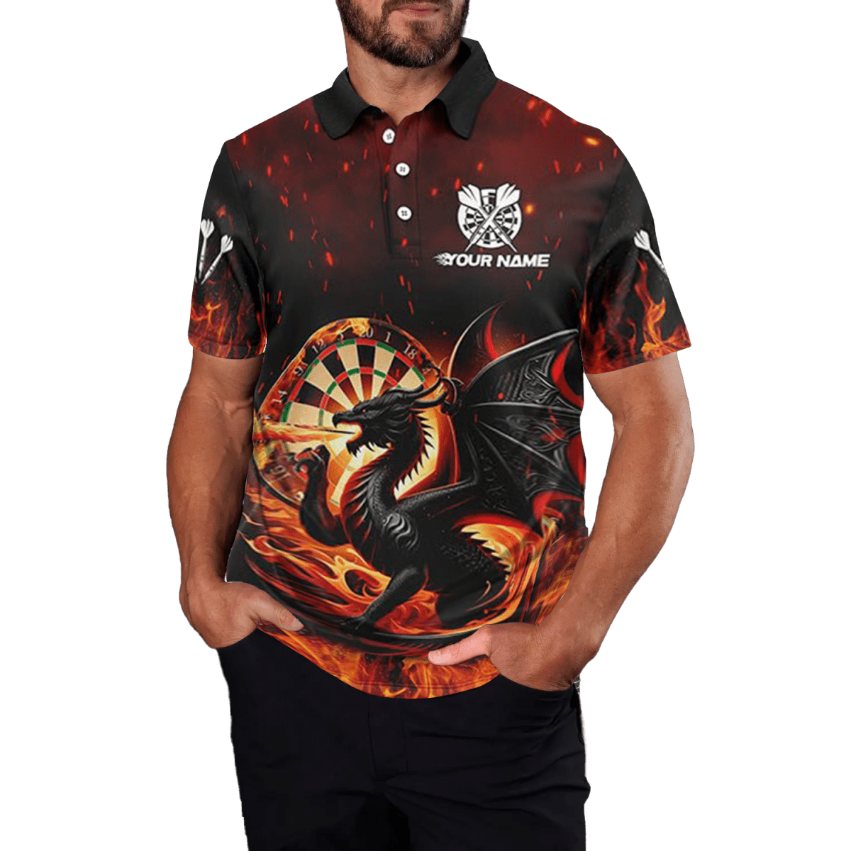 Herren Drachendartboard Flamme Polo Shirt T1840 - Outfitsuche