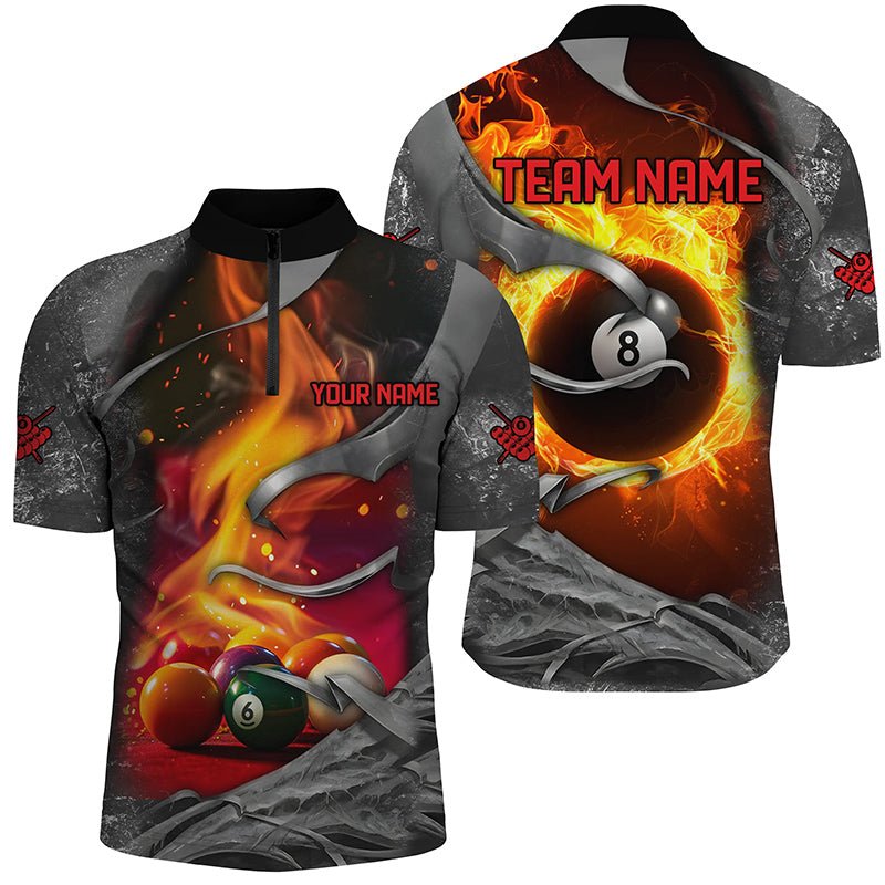 Herren Dunkelgraues 8 - Ball Pool Feuerflammen - Shirt T1956 - Outfitsuche