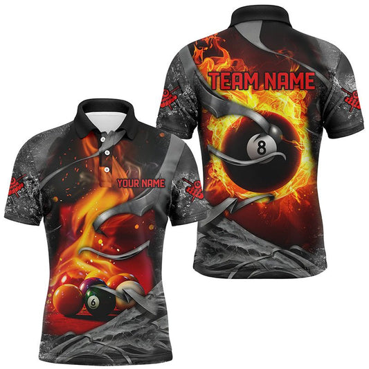 Herren Dunkelgraues 8 - Ball Pool Feuerflammen - Shirt T1956 - Outfitsuche