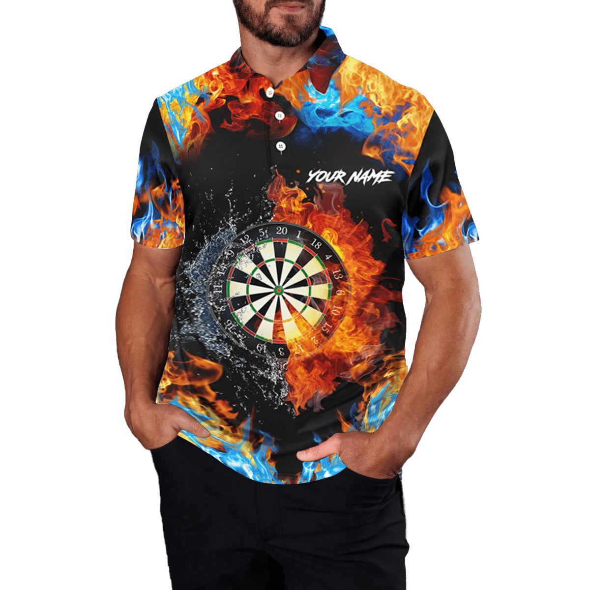 Herren Feuer - und Wasser - 3D - Dart - Poloshirt T1277 - Outfitsuche