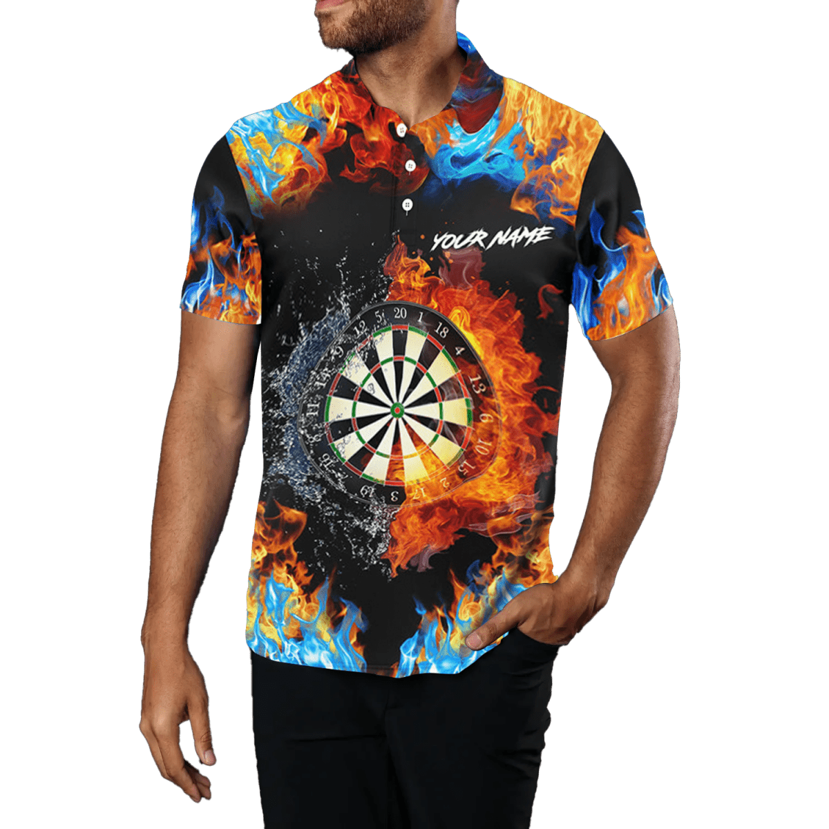 Herren Feuer - und Wasser - 3D - Dart - Poloshirt T1277 - Outfitsuche