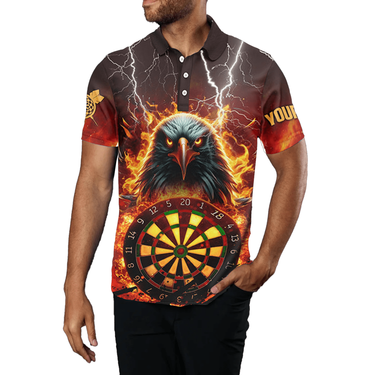 Herren Feuerflammenadler 3D Darts Board Polo Shirt T1685 - Outfitsuche