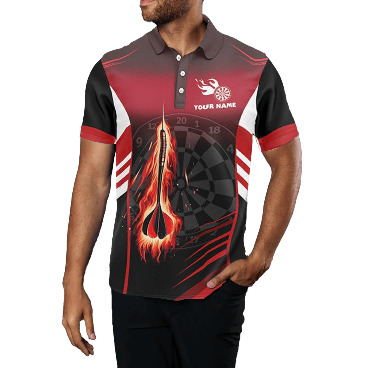 Herren Feuerpfeil Darts Polo - Shirt - Rot T1406 - Outfitsuche