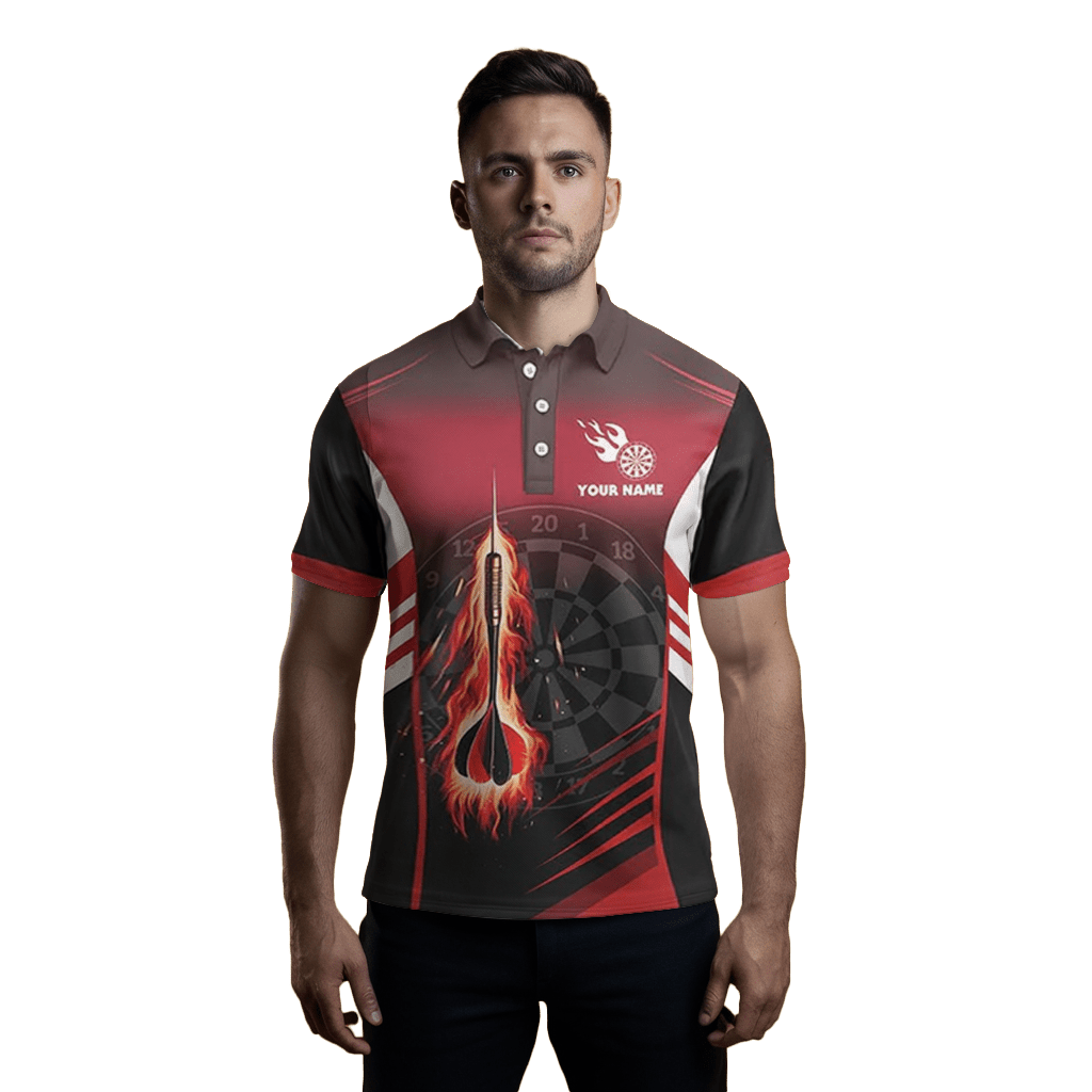 Herren Feuerpfeil Darts Polo - Shirt - Rot T1406 - Outfitsuche