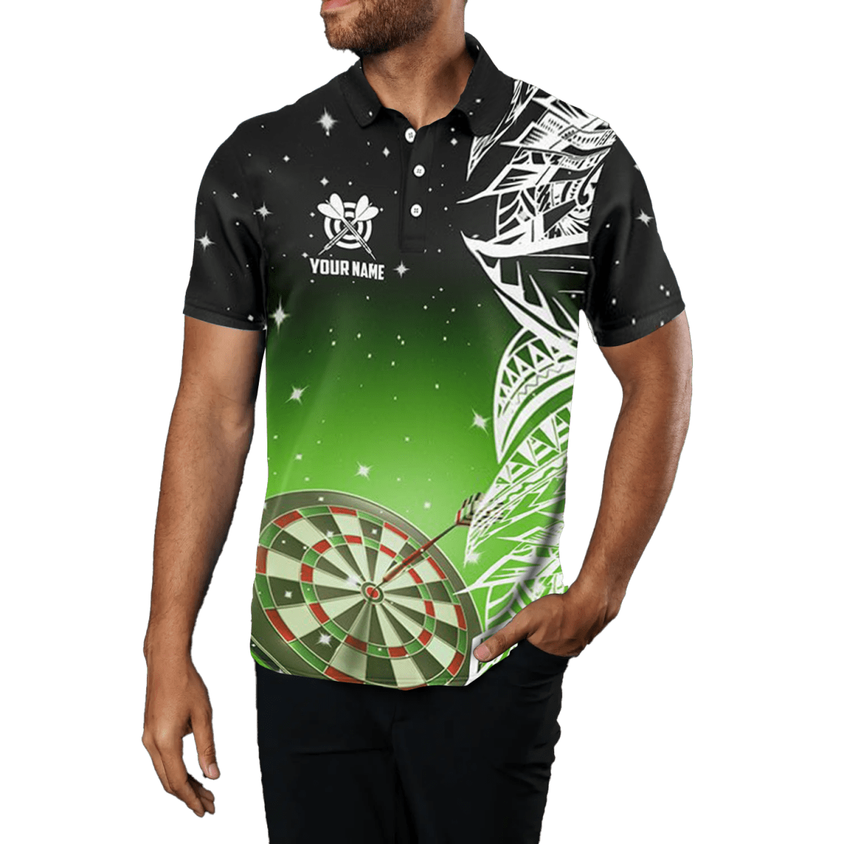 Herren Grünes 3D Dart Liga Polo Shirt T1200 - Outfitsuche