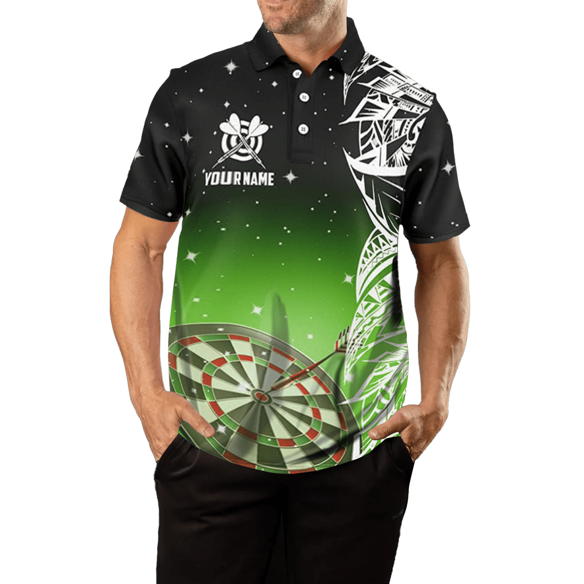 Herren Grünes 3D Dart Liga Polo Shirt T1200 - Outfitsuche