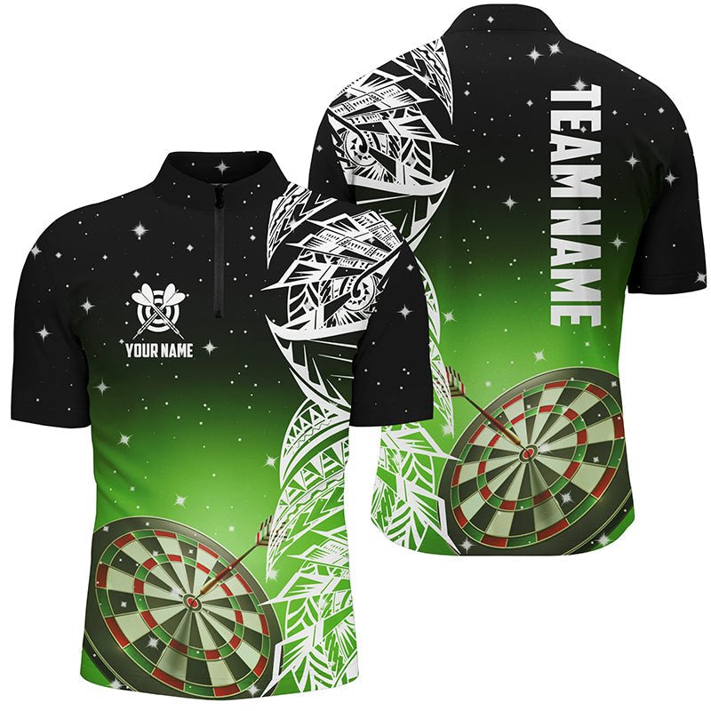 Herren Grünes 3D-Dartboard Quarter-Zip-Shirt T1200