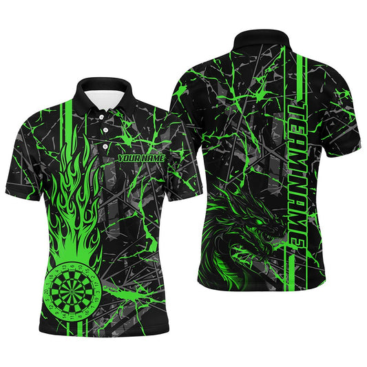 Herren Grunge Darttrikot in Grün - Feuerflammen - Drache Darts Liga mit individuellem Namen T2604 - Outfitsuche