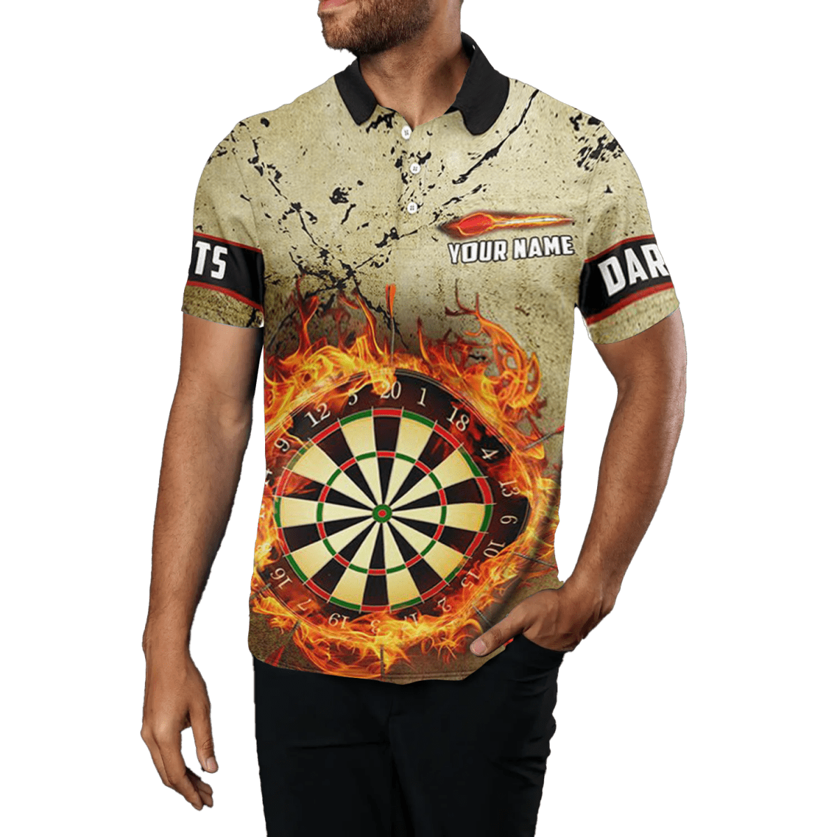 Herren Grunge Feuer Flamme Darts Polo & Quarter - Zip Shirts T1668 - Outfitsuche