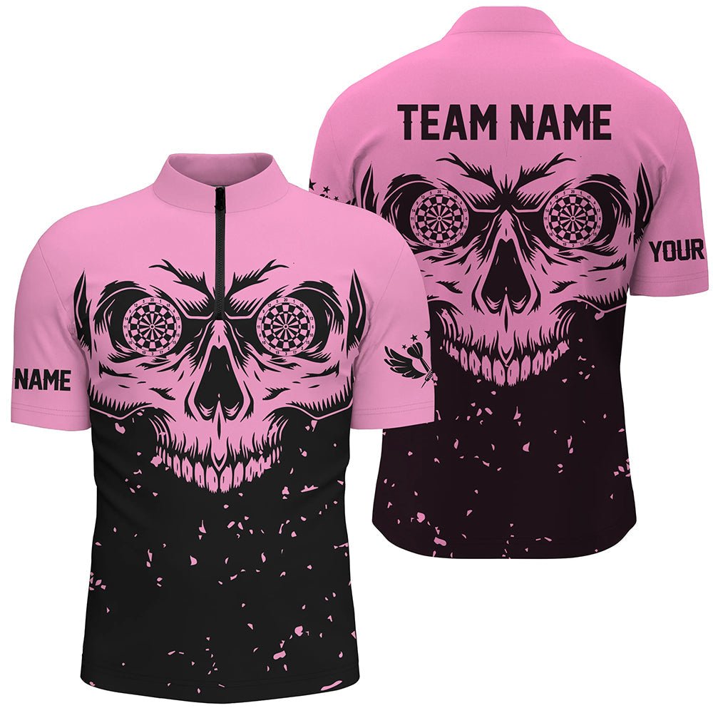 Herren Grunge Pink Black Skull Darts Polo & Zip Shirts T1887 - Outfitsuche