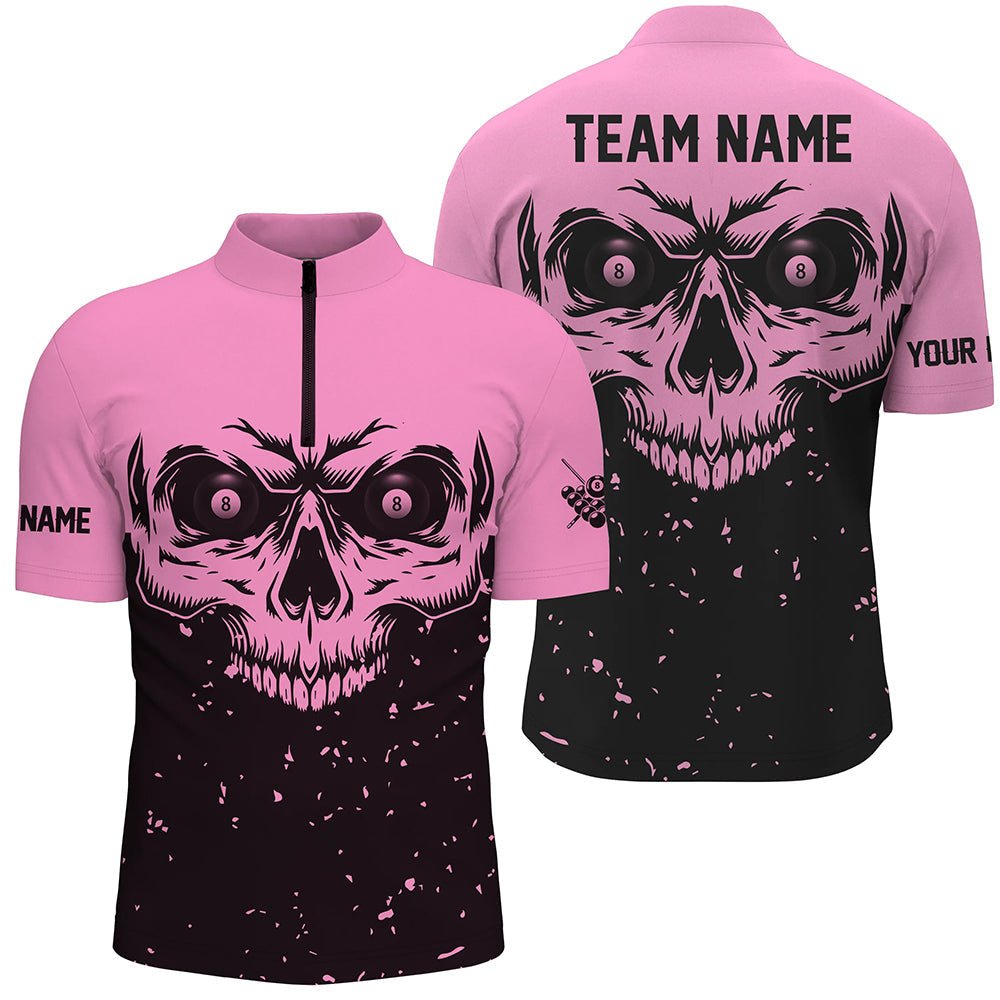 Herren Grunge Pink Schwarzes Totenkopf Billardhemd T1876 - Outfitsuche