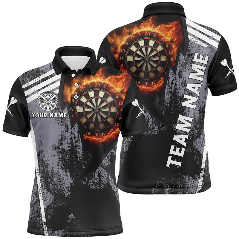 Herren Grunge Schwarzes Flammen Dart Polo Shirt V1078 - Outfitsuche