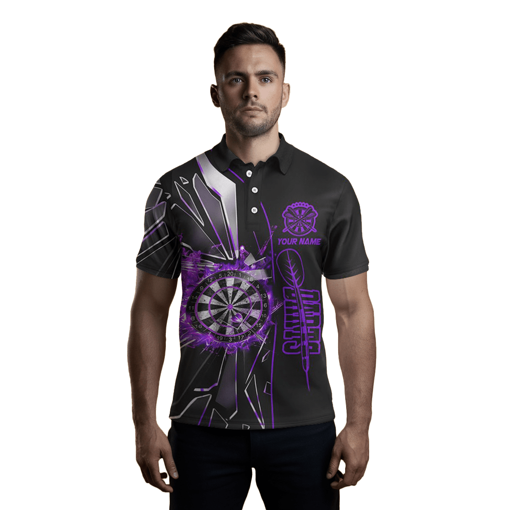 Herren lila Break - Glas 3D - Darts Custom Polo T1997 - Outfitsuche