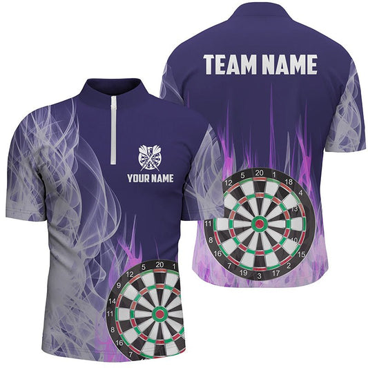 Herren lila Feuer Flamme 3D Dartboard Viertel - Zip Shirt T1292 - Outfitsuche