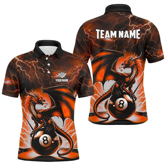 Herren Orange Blitz Donner Drache Billard Pool Shirt T2003 - Outfitsuche