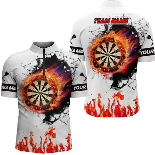 Herren Orange Dartboard Flame 3D Viertel - Zip Darts Team Shirt T1391 - Outfitsuche