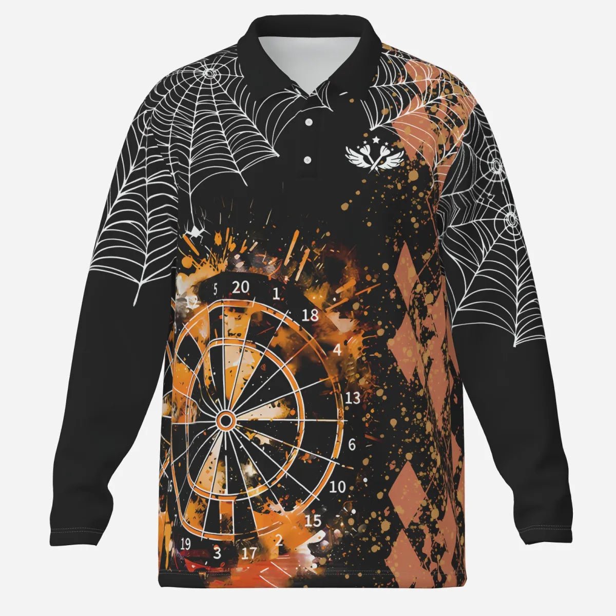 Herren Orange Grunge Argyle Muster Dartshirt - Halloween Teamtrikot T2732 - Outfitsuche