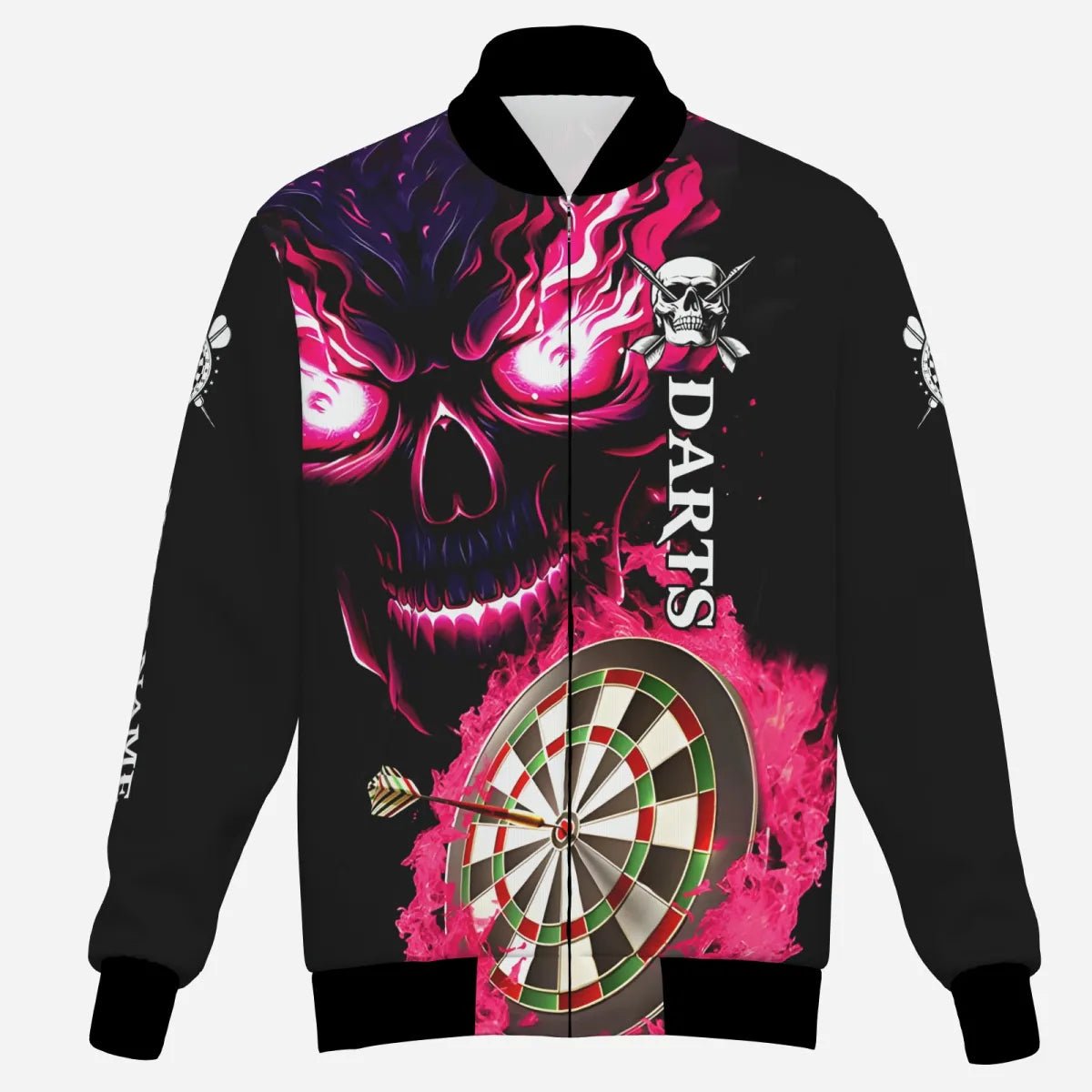 Herren Personalisierte Darts Kapuzenjacke Dartscheibe mit Flammenschädel - individuelle Team Jacke T2954 - Outfitsuche