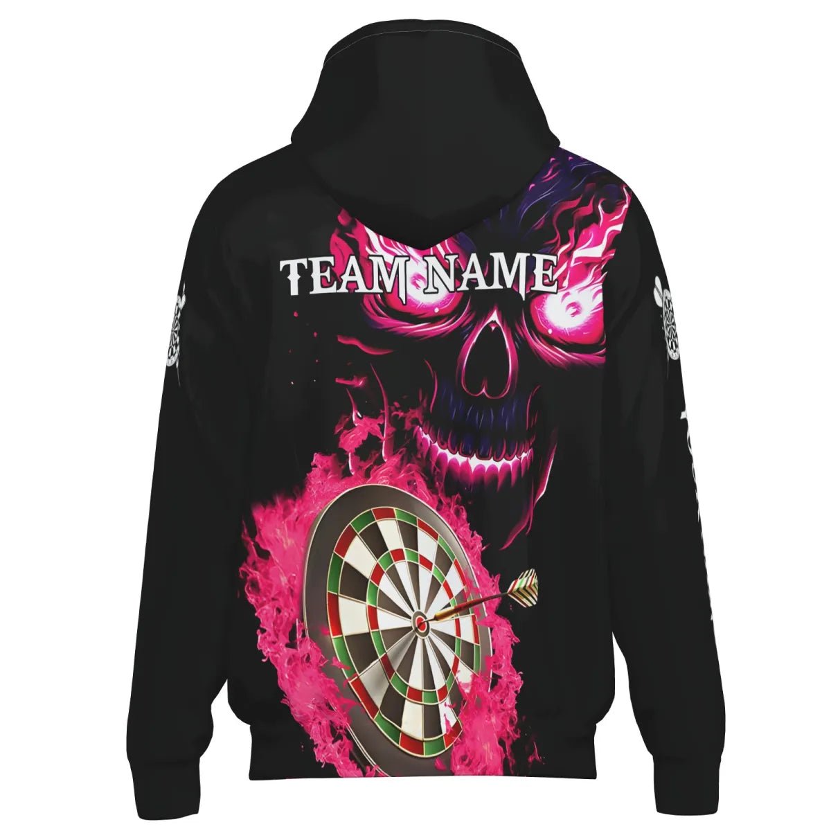 Herren Personalisierte Darts Kapuzenjacke Dartscheibe mit Flammenschädel - individuelle Team Jacke T2954 - Outfitsuche