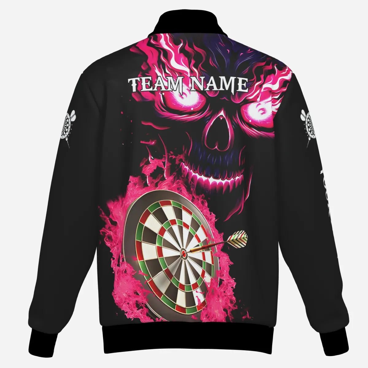 Herren Personalisierte Darts Kapuzenjacke Dartscheibe mit Flammenschädel - individuelle Team Jacke T2954 - Outfitsuche